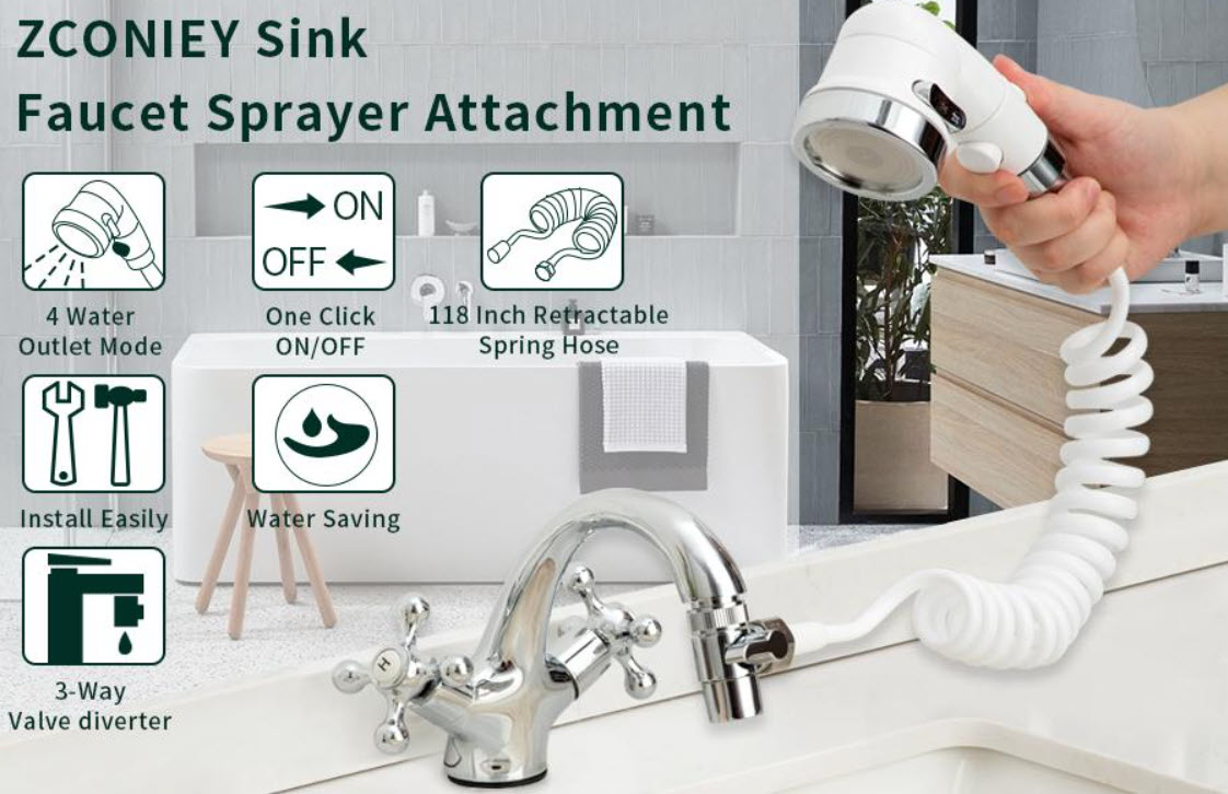 Top Hand Held Dog Shower for Sink ZCONIEY Handheld Shower Kit